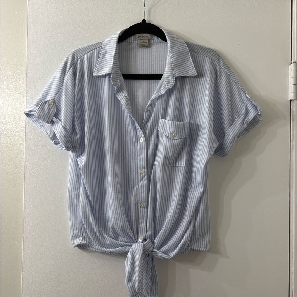 Passport Light Blue and White Striped Shirt